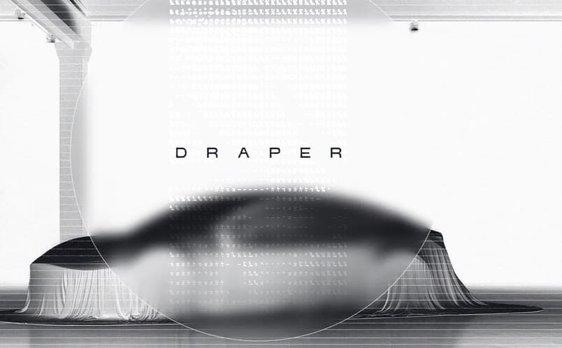 A black mound on white under the wordmark DRAPER