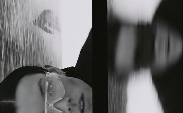 Blurred black and white face crops